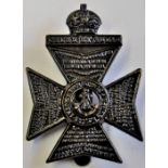 The King's Royal Rifle Corps WWI Cap badge (Black-metal, slider) Made by J.R. Gaunt with KC, K&K: