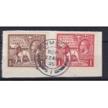 Great Britain 1924 Wembley set (2) fine used on piece, SG 430/1 Catalogue £100