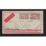 French Colonies Senegal 1937 airmail env Dakar to Paris with pair of 1Fr, 25c. A fine cover