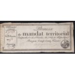 France 1796 Tresorerie Nationale 5 Franc Promesse de Mandat Territorial. An early note in very