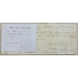 1849 Aberdeen Crown and County Bank Receipt