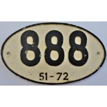 Wagon Plate-Royal label Factory-Wagon Plate 888-51-72, modern(My be Reproduction)