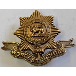 The Worcestershire Regiment WWI Cap badge (Gilding-metal, slider) K&K: 636