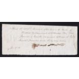 1826 Reciept from his Grace The Duke of Bedford for Ten Pounds a quarter of a years interest of