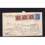 Egypt 1926 (03/22) Envelope registered Heliopolis to Isle of Wight, Cairo and Ventor backstamps.