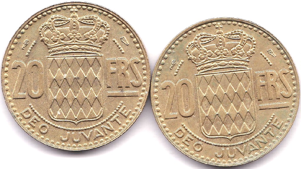 Monaco 1950A and 1951A 20 Francs, GEF/AUNC, KM 131 (2) - Image 3 of 3