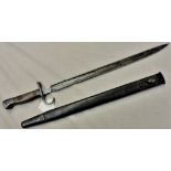 British WWI SMLE rare 'Hooked Quillion' bayonet, various markings stamped, maker Sanderson 1907.