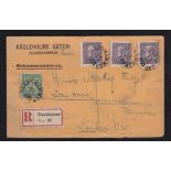 Sweden 1921 Registered env Glanshammar to London - 70 Ore rate, an attractive cover.