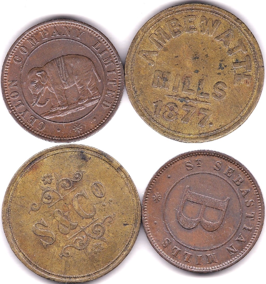 Ceylon 1859 (ND) Copper Token, Sebastian Mills, 'B' at centre, obv Elephant at Centre, AUNC, a