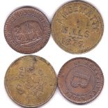 Ceylon 1859 (ND) Copper Token, Sebastian Mills, 'B' at centre, obv Elephant at Centre, AUNC, a