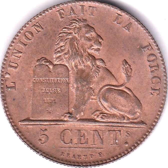 Belgium 1850 Centimes, Km 1 GEF/AUNC Scarce, full lustre - Image 3 of 3