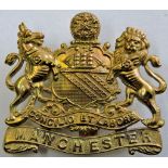 Manchester Regiment WWI economy Issue cap badge (Brass, slider) A scarce cap badge. K&K: 677