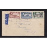Gibraltar 1943 Censored envelop to USA with KGVI 1938 and 1/- with Gibraltar 25 datestamps (