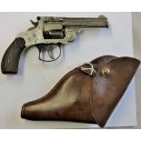 Smith and Wesson - .38 Double Action Top Break Revolver, 3rd Model, with its leather holster and