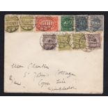 Germany 1923 Evn Koln to Wimbledon with 2 mill and 3850 Marks of adhesive; from British Parcels on