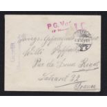 Germany 1917 Prisoner of War cover Crefeld to France, red 'P.G. Visa/18 Region/LC, h/stamp