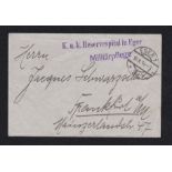 WWI Austro/Hungarian Envelope Austrian military mark 'K.u.K. Reservspital in Eger Militarpflege'