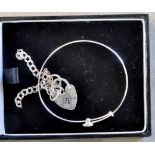 Jewellery-Silver 'locket' bracelet and a silver Childs christening bracelet boxed.