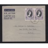 St. Helena 1953 (2 Jul) Coronation issue (2) on air Letter to USA