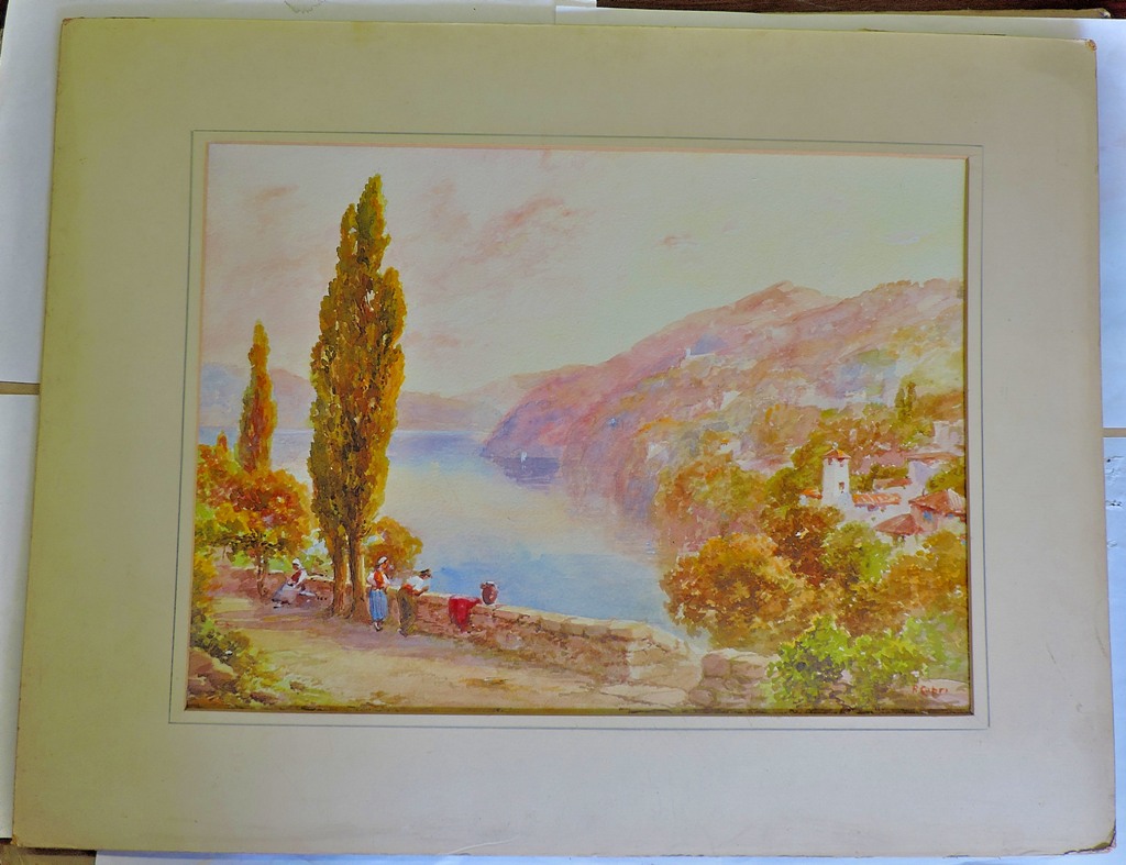 Lago Di Gasdi - by P.Capri, a charming little Italian lakeside scene, well executed on board in