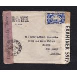 French WWII Censored Env Tapeete, Tahiti to RAF Evanton Ross-shire. Scarce