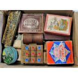 Vintage Games etc - good lot in a small carton,, card games. Draughts, board games and vintage