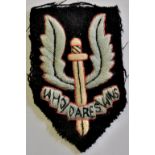 British SAS large WWII cloth hat patch "Who Dares Wins" See Terms and Conditions.