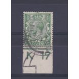 Great Britain 1913 1/2d Green K17 (1) Control SG 351 F.U. Scarce