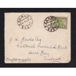 Estonia 1924 Env Juna to England wwith is Mark adhesive