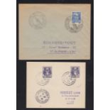 France 1948 Jura Cities Philatectelic Expo and 1947 Castres Expo - both env's with Expo