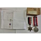 British WWII 1939-45 Star and 1939-45 War Medal to F/O. R. Rellie, Officer of the Royal Air Force