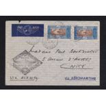 French Colonies Dahomey 1937 Aeromaritime Env Contonov to nice, Airfrance Aeromaritme cachet 'Via