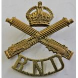 Royal Naval Division Machine Gun Battalion cap badge, KC (Brass, lugs) K&K: 1167