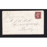 Great Britain 1858 Life Office circular with 1886 1d red-brown, Die II, Alphabet III, perf 14,