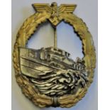 German WWII Pattern E-Boat War Badge 1st type, no makers mark. See Terms and Conditions.