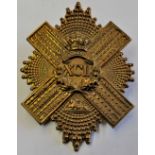 British Pre- 1881 XCII 92nd Gordon Highlanders Uniform Cross Belt Badge Plate (Brass, lugs)