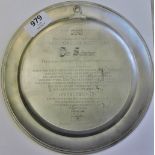 Wall Plate-German Pewter SKS 'Der Schneider'(Cabinet Maker) collectors plate, manufactured 1989,