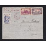 French Colonies Ivory Coast 1936 env, airmail, to France mixed Ivory Coast and Senegal adhesives