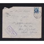 Egypt 1941 Censored 'On Aictive Service' Airmail Env to South Africa. GB 10d adhesive.