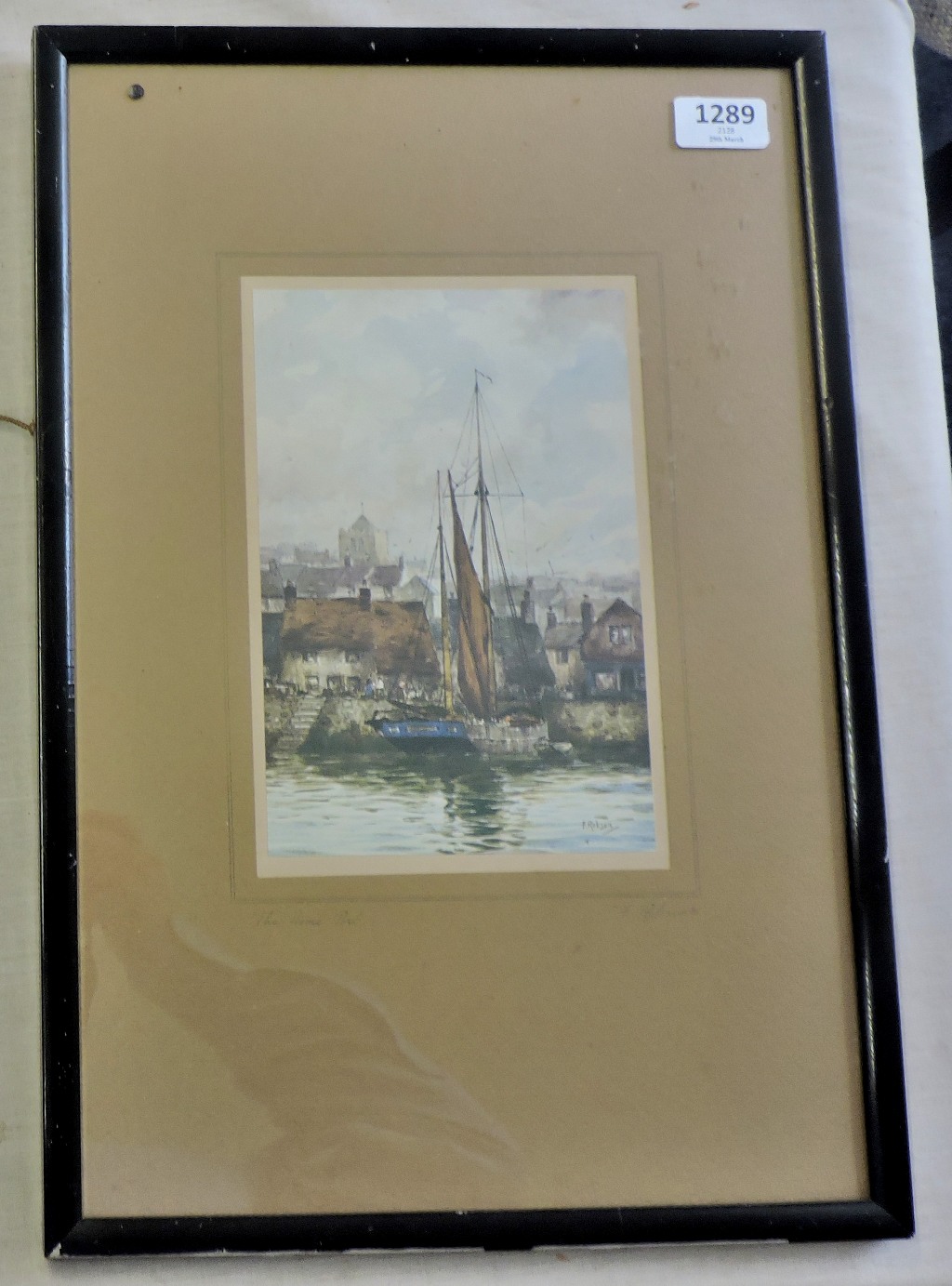 A framed water colour signed F. Robson, named the 'The Home Port' Excellent condition with the scene