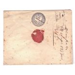 Russia Pre Stamp envelope with pre paid Black 10K Eagle Crest Postage rate cancelled with pen en55