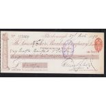 Leicestershire Banking Co Ltd. Peterborough used: order RO 9-10-89 Brown on white vig: list of