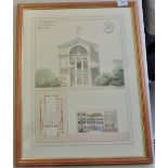 Architectural Print - 1882 France Garden Theatre sketch and plan No. 128 Elole Royale. 18" x 24"