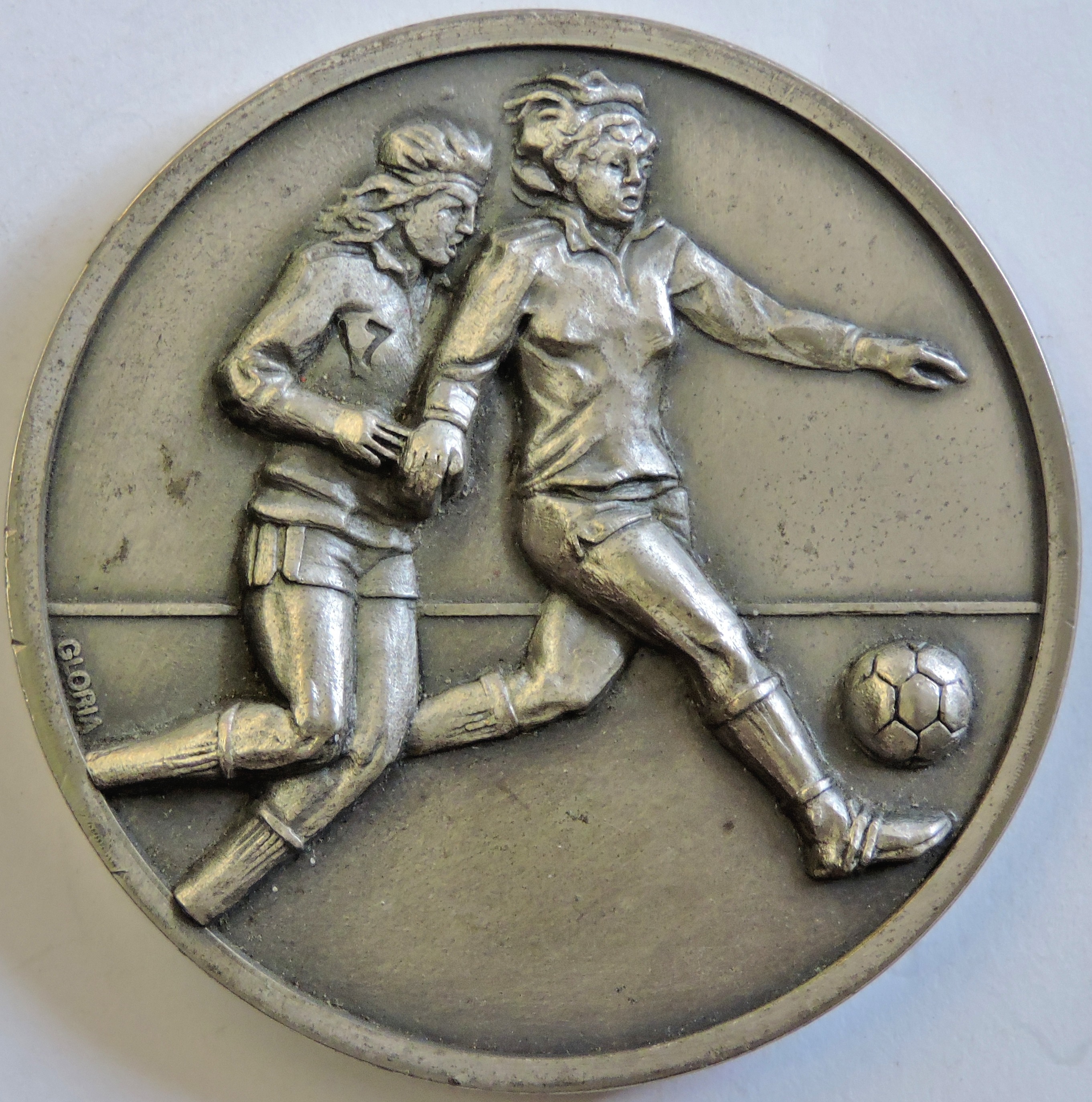 W.S. & R.C. Women's Football Large winners pewter 68mm, engraved, an early Women's Football Medal. - Image 2 of 3