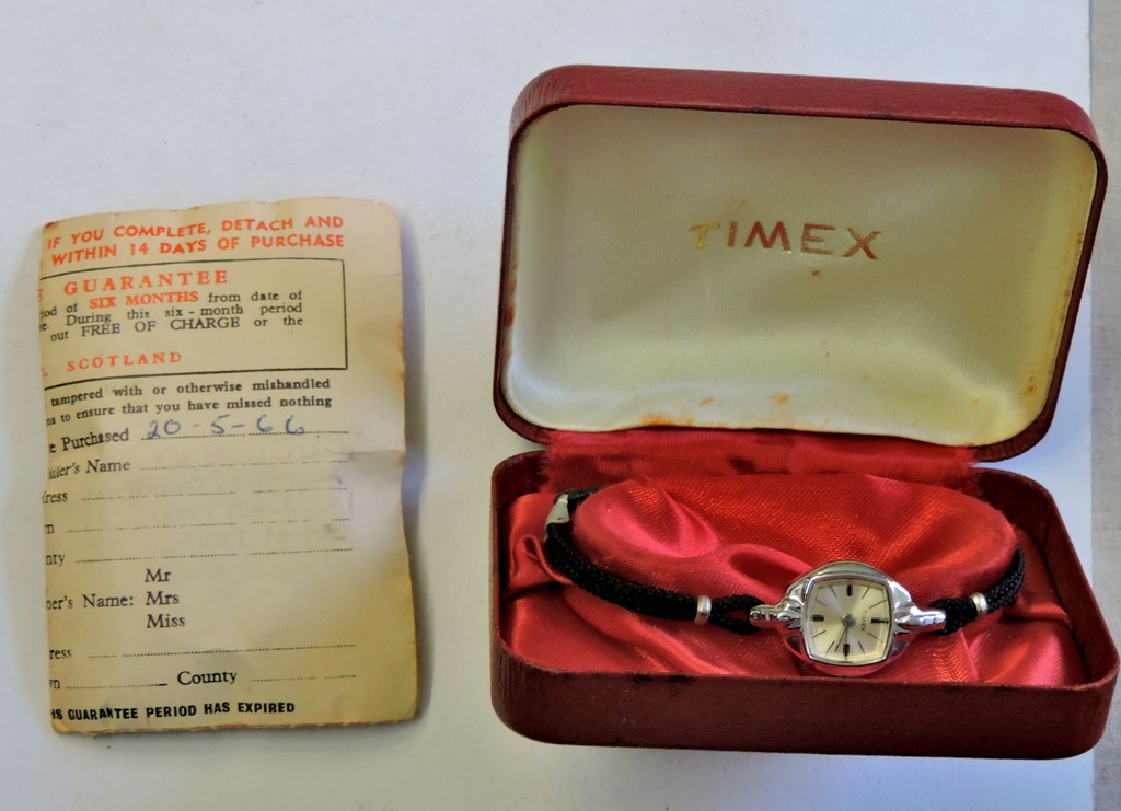 Timex Ladies Watch-In original box with guarantee, purchased 20th May 1966(not working)