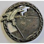 German WWII Blockade Runners War Badge, maker Fec, Otto Placzek, Berlin, Ausf. Schwerin Berlin.