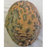 German WWII Pattern Stahlhelm with Waffen SS pattern camo cover. Stamped on the inside 'E.F. 64 with