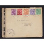 Germany (Zones) 1946 (16/7) Censored envelope Frankfurt to London, with AMP 3 Pf, 8pf and 12 pf.