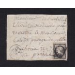 France 1850 Small El Front to a Doctor in Paris with four margin 20cent black Ceres, sg 6. Petite