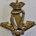 The Royal Irish Regiment Boer War Period cap badge, QVC (Brass, lugs) K&K 613. scarce